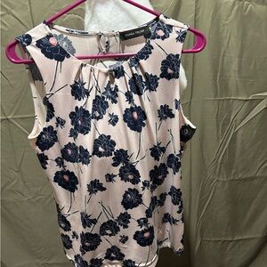 Ivanka Trump Navy Floral Blouse - Pink Base